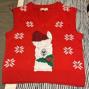 Poof! Festive Red Knit Sweater Vest